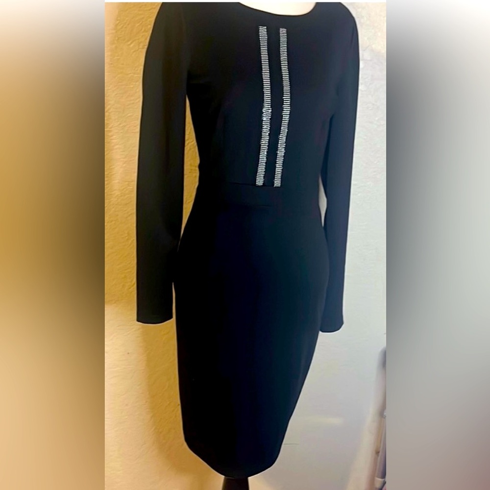 Kardashian Kollection Black Long Sleeve Dress with Silver Accents